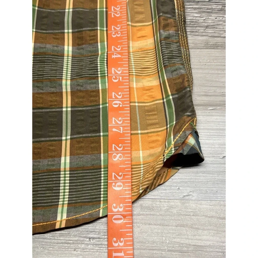 The‎ North Face Plaid Button Up Shirt Mens M Hiking Nylon Blend Outdoors Orange